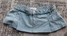 Denim Pleated  micro mini 8" skirt  Size 16 waist 35"