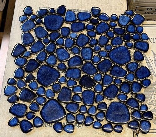 Cobalt blue pebble mosaic - 1,