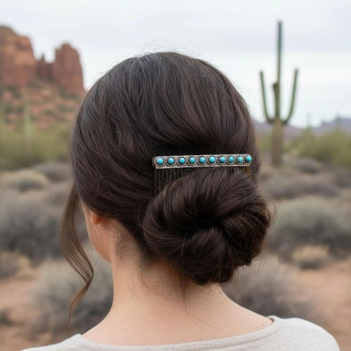 Turquoise hair comb zuni - turquoise,