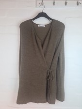 Zara Alpaca And Wool Blend Wrap Front Cardigan Khaki Size Small To Medium
