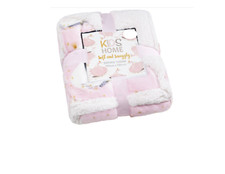 Brand New Kids Baby Pink Swan Sherpa Teddy Fleece Throw Blanket 120cm x 100cm