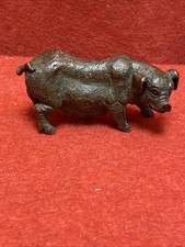Bronze Pig Piggy Sow Vintage Antique Zodiac Ornament Statue Solid Hand Made