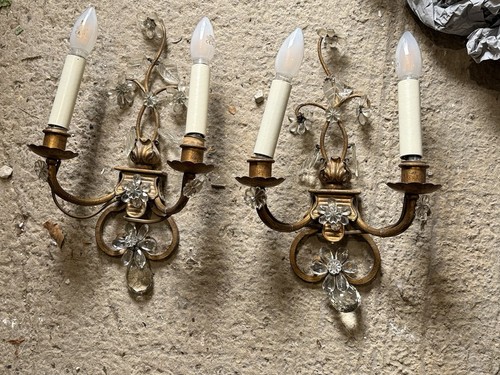 Pair antique wall sconces - pair,