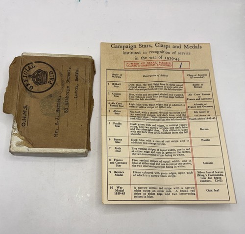 Ww2 british medal mailing box - medal,