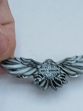 1X 55mmX20mm 2"X.7" METAL HARLEY DAVIDSON Twin Pin  Badge Wings Shield Hat Vest 