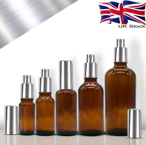 Amber glass bottle with silver - amber,