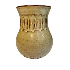Creigiau Wales Studio Pottery Vase Abstract Incised Design Stamped Vintage 1970s