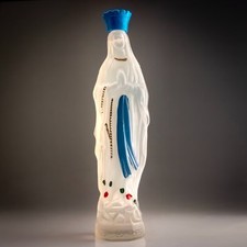 Lourdes Souvenir Virgin Mary Lady Bottle Plastic Holy Water 7.5" Tall France