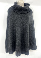 TED BAKER Dark Grey CASHMERE Blend Women's Roll Neck Poncho Jumper UK 12 14 S M