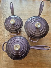 ⭐Super Set Of 3 LE CREUSET Signature Cast Iron Saucepans 20  18 16 Cassis Purple