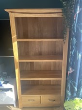 Oak Furniture Land Solid Oak Tall Bookcase With 2x Drawers