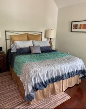 Anthropologie Queen Nimbus Blue Ombré Pinch Pleat Cotton Duvet & Shams
