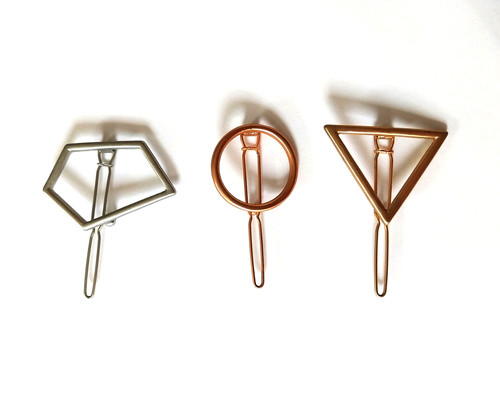 Set three metal hair clips - set,