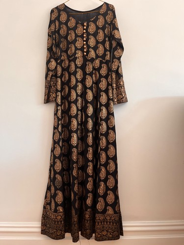 Blue gold paisley print - paisley,