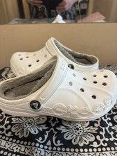 Crocs White Fleece Lined Clogs