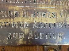 Vintage Large Brass / Bronze Large  Door Name Plate Sign