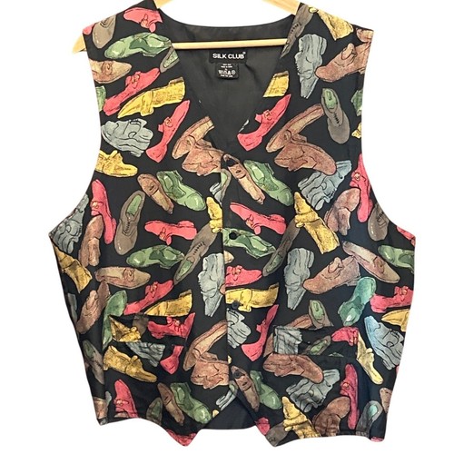 90s silk club vest novelty - silk,