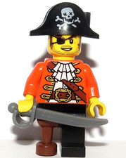 LEGO Pirate Captain Minifigure With Sword Skull Hat