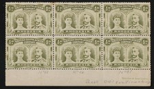 RHODESIA 1910  - 0.5d  DOUBLE HEAD - Yellow Green block part IMPRINT right - MNH