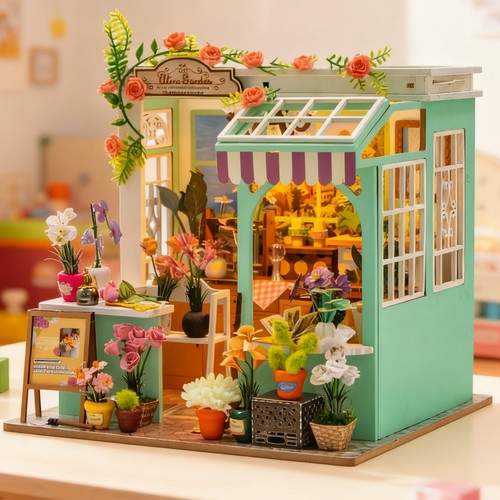 Diy flower shop dollhouse kit - diy,