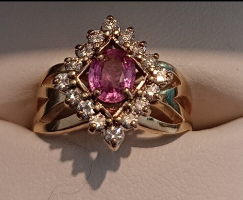 18ct gold pink sapphire - sapphire, ring