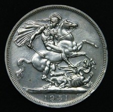 1951 George VI FIVE SHILLINGS Festival of Britain CROWN Coin - aUNC with Lustre