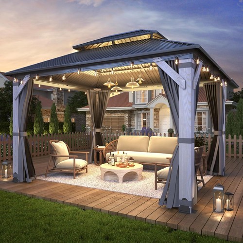 10x12 wood gazebo hardtop - 10x12,