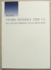 LANCIA PRISMA INTEGRALE 2000 IE Car Sales Brochure c1987 FRENCH TEXT