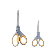 Westcott Titanium Twin Pack Scissors 130mm 180mm Stainless Soft Grip Grey/Yellow