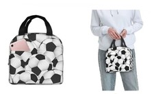 Football pattern lunch box boys men school sports lunchbag