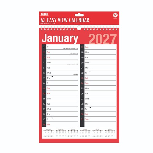 2027 easy view calendar 2 - view,