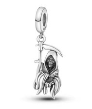 Halloween Death Grim Reaper Horror Charm Sterling Silver Scythe Fit Any Bracelet