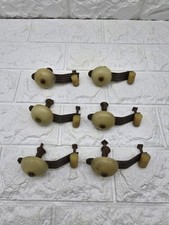 Unusual Set Of 6 Art Deco Drawer Or Cupboard Handles  Bakelite Brass 9 Cm Long