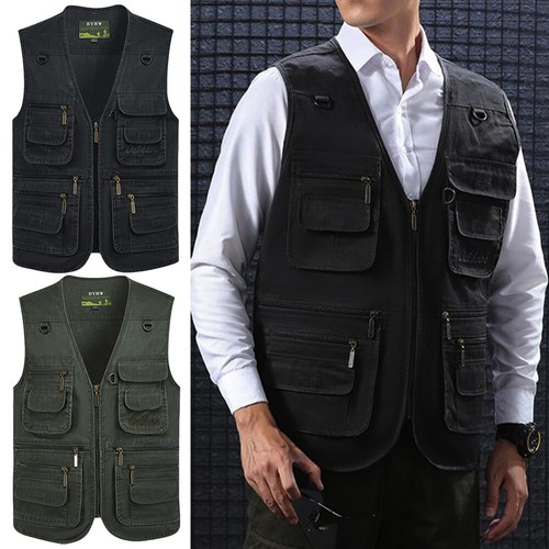 Mens multi pocket waistcoat - mens,