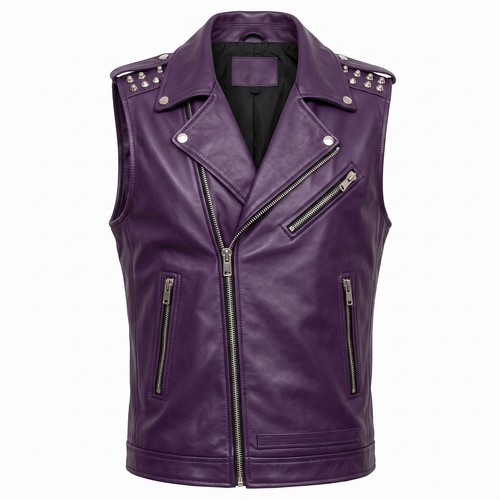 Handmade purple leather - leather, biker