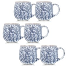 6pcs 550ml Stoneware Reactive Glazed Mug Pale Grey Coffee Ombre Mottled Speckled