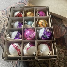 Box 12 Vintage Christmas Mercury Glass Baubles in original box. 