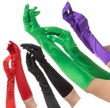 Halloween Long Gloves Fancy Dress Costume Cosplay Party Ladies Womens Satin