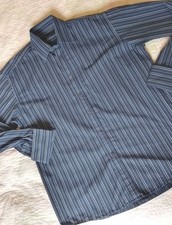 Mens Pierre Cardin Blue Stripe Cuff Link / Dress Shirt 15.5 Collar Wide Chest