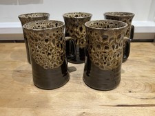Set Of 5 Pottery Drip Glaze