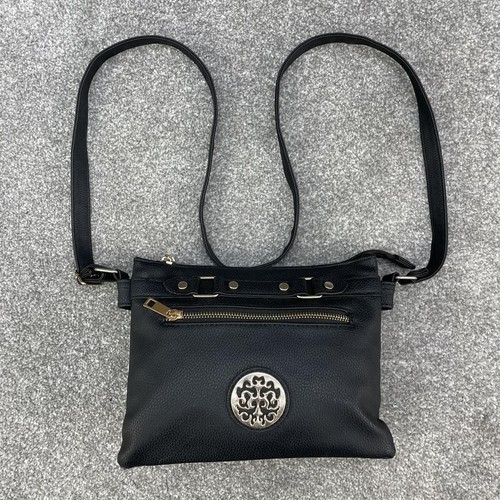 Black faux leather shoulder - leather,