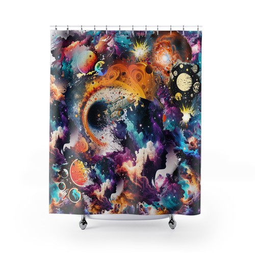 Cosmic galaxy shower curtain - cosmic,