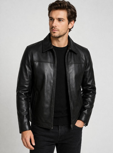 Men black cafe racer real - black,
