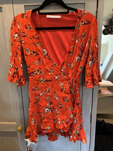 Zara red floral viscose wrap - zara,