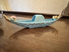 Vintage Porcelain Gondola Decorative Boat - Blue