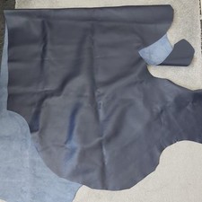 Navy Leather Material Remnant Longest 86" Long & 37" Wide Shortest 70" L & 30" W