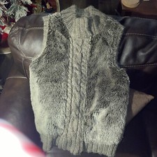 Fenn Wright Manson Chunky Knit Faux Fur Bohemian Zip Up Vest Size Large