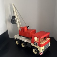 Vintage wader toy crane large rare working metal crane bucket 1960s