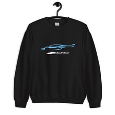 Premium Sweatshirt For Corvette Z06 2023 Sky Blue Car Owners Birthday Gift