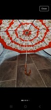 Vintage 1970s Red Umbrella Lucite Handle Playing Card Print Retro